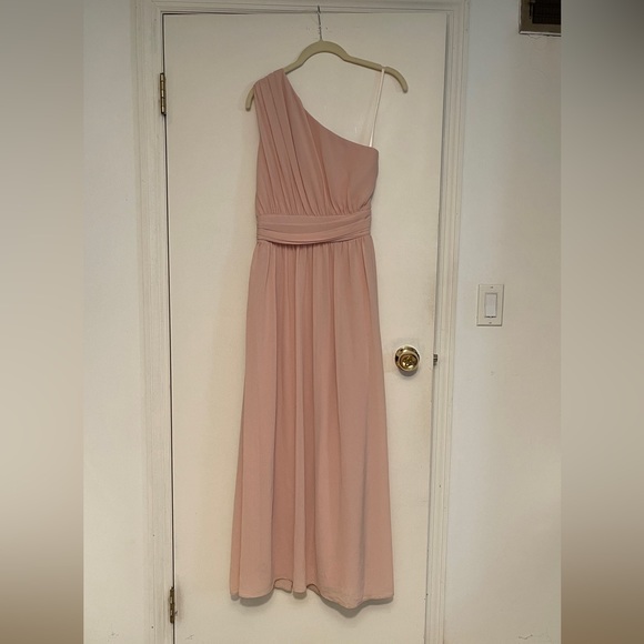 LULU’S Looking Glass Blush Pink One-Shoulder Maxi Dress - Picture 6 of 8